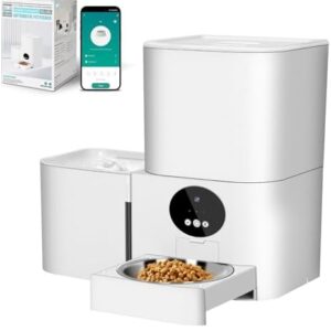 2-in-1 Upgrade Automatic Cat Feeder Water Dog Feeder Automatically Supports WiFi Connection Supports 2.4GHz and 5GHz Pet Feeder Can Be Mobile Timed Dosing Pet Food Dispenser with a Pet Water Dispenser