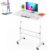 Klvied Small Standing Desk Adjustable Height, Rolling Desk for Sitting and Standing, Mobile Stand Up Desk with Wheels, Portable Laptop Table, Standing Computer Desk for Walking Pad (White)