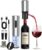 Rechargeable Wine Opener Set, Stainless Steel Electric Wine Bottle Opener and Electric Wine Aerator with Reusable Vacuum Stopper and Foil Cutter Wine Gifts for Women Men (Silver)