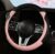 YUNZLAN Stylish Cute Cat Steering Wheel Cover for Women Girl,Leather Auto Car Steering Wheel Cover Universal Fit 15 Inch Car Interior Accessories (Black&Pink)