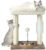 PAWSFANS Cat Tree Scratching Post,Small Cat Tower with Perch Bed Scratch for Indoor Cats and Kittens Scratcher.Track Toy Hanging Ball Bursh Beige