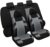 VarCozy Car Seat Covers Full Set, Front & Split Rear Bench for Car, Universal Cloth SUV, Sedan, Van, Automotive Interior Covers, Airbag Compatible, Black&Grey (VC-01-B1)