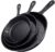 Cast Iron Skillet 3-Piece Set – Heavy-Duty Professional Restaurant Chef Quality Pre-Seasoned Pan Cookware Set – 10″, 8″, 6″ Pans – For Frying, Saute, Cooking, Pizza & More,Black