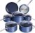 Nuwave Healthy Duralon Blue Ceramic Nonstick Cookware Set, Diamond Infused Scratch-Resistant, PFAS Free, Dishwasher & Oven Safe, Induction Ready & Evenly Heats, Tempered Glass Lids & Stay-Cool Handles