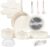 Ceramic Cookware Set Non Toxic with Detachable Handles, Healthy Nonstick Pans and Pots Set 19 Pcs, Induction Dishwasher Oven Safe Kitchen Set, PFAS PFOA & PTFE Free, Cream White