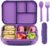 Lunch Box Kids,Bento Box Adult,Leakproof Lunch Containers for Adults/Kids/Toddler,1200ML-4 Compartments bento Lunch box with Utensil,Microwave & Dishwasher & Freezer Safe (Purple)