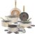 T-fal Preserve Ceramic, Ceramic Non Stick Cookware Set 13 Piece, Oven Broiler Safe 350F, Kitchen Set w/Frypans, Saucepans, Sautepan, Dutch Oven, Lids, Pan Protectors, Pots and Pans Set Nonstick Beige