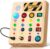 Busy Board Montessori Toys for Toddler, Wooden Sensory Board Switch Toy with Shape Sorter LED Light Up Toys Educational Plane Travel Activity for Girls & Boys