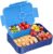 Bento Box for Kids – Leakproof Bento Lunch Box with 6 Compartments Portions Lunchbox for Kids Ages 3 to 7 Back to School, BPA-Free Reusable On-the-Go Meal and Snack Packing Containers, Blue