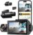 WOLFBOX i07 3 Channel Dash Cam Built-in WiFi GPS, 4K+1080P Dash Camera Front and Inside, 1440P+1080P+1080P Triple Car Camera with 3″ LCD Screen, 32GB Card Included, IR Night Vision, 24H Parking Mode