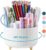 Desk Pencil Pen Holder, 5 Slots 360 Degree Rotating Desk Pen Organizers for Desk Desktop Storage Stationery Supplies Cup Pot for Office School Home Art Supply White