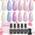 Beetles Pearl Gel Nail Polish, 6 Colors Shimmer Pearl White Pink Purple Mermaid Nail Drawing Gel Polish Soak Off Uv Gel Polish Swirl Shell Thread Effect DIY Manicure Valentine’s Day Gift for Women