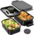 Jelife Adult Bento Box Lunch Box – Large Style Stackable Bento Lunch Box for Adults, 72oz All-in-One 3 Layers Bento Boxes Leak-Proof Lunchbox with Utensil Sauce Containers for Dining Out,Work, Black