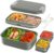 Adult Lunch Bento Box – 66oz / 1960ml Bento Box for Adult, Lunch Containers with 2 Sauce Containers & Utensil Set, 100% Leak Proof, BPA-Free, Dishwasher/Microwave Safe, Office, School & Picnic, Grey