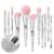 Professional Makeup Brush Set Luxury 11pcs Silver Glitter Crystal Make Up Brush Kit Vegan Soft Synthetic Hair Foundation Eyeshadow Eyebrow Lip Cosmetic Brush Set With Gift Box For Girl