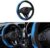 Car Steering Wheel Cover, 15 inch Carbon Fiber Microfiber PU Leather Elastic Steering Wheel Protector for Men Women, Anti-Slip Breathable Car Interior Accessories for Most Cars (Blue)