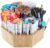 walowalo Bamboo Rotating Art Supply Organizer Holds 800+ Pencils Christmas Gifts Spinning Crayon Marker Pen Holder for Desk Brush Storage Office School Classroom Organization Stationary (Larger VER)